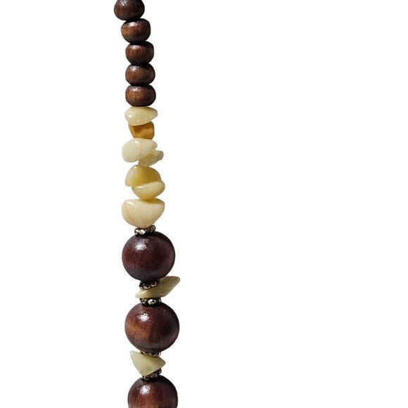 Decree Tribal Design Turquoise Brown Beaded Necklace Natural Stone Accents - Picture 3 of 7